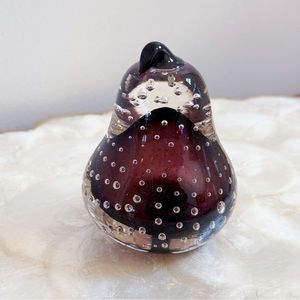 Vintage Purple Murano Style Hand Blown Glass Pear Glass Art Paperweight Decor